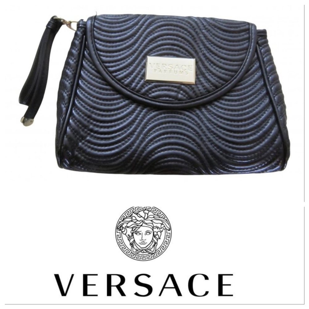 Vintage Versace Perfums Black Clutch Bag RARE